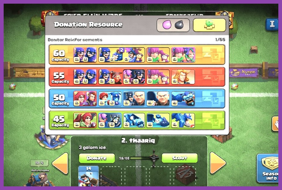 Donating defensive Clan Castle troops for war day