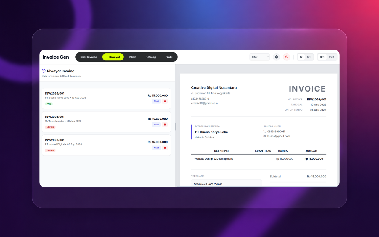 Riwayat Invoice