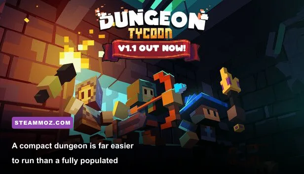 Dungeon Tycoon gameplay showing connected underground dungeon rooms