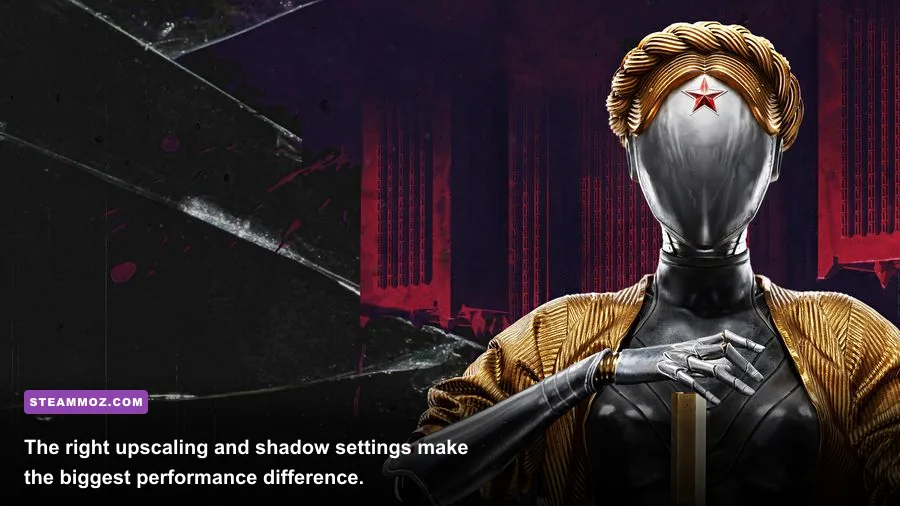 Atomic Heart PC graphics settings menu showing DLSS, FSR 2, ray tracing, and quality options