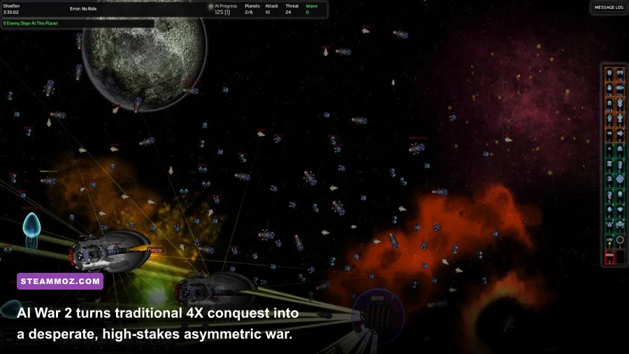 Massive galactic fleet battle in AI War 2 against asymmetric AI forces