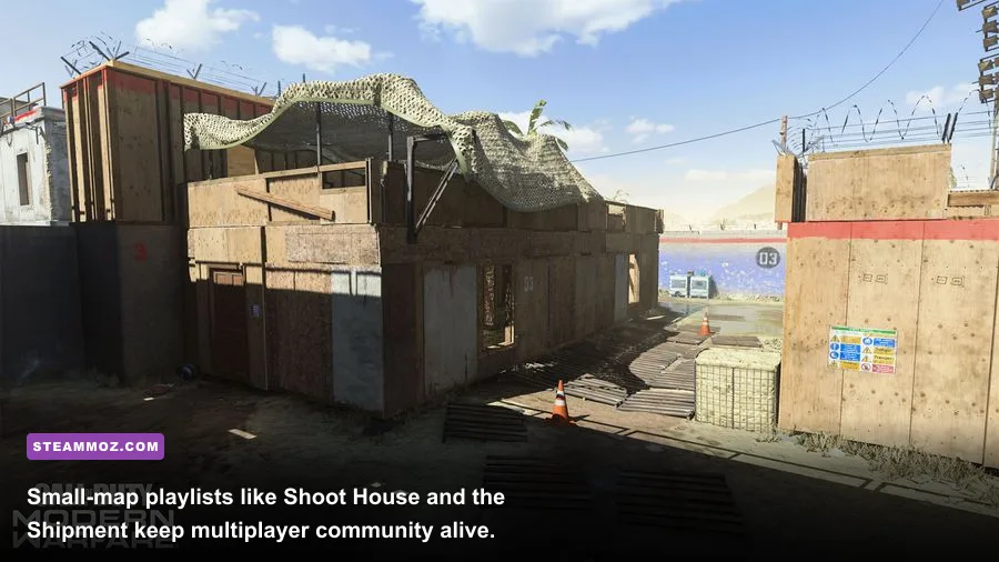 Fast-paced multiplayer firefight down the center lane of Shoot House