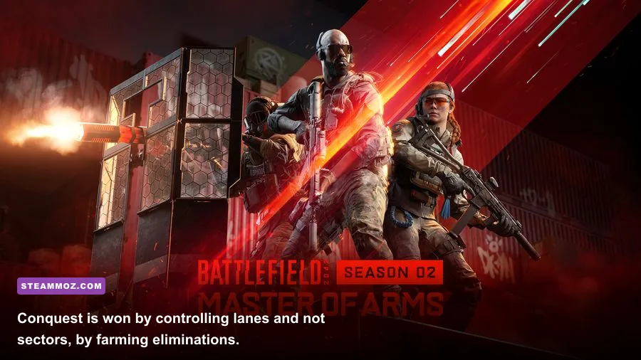 Battlefield 2042 Conquest players capturing an objective on Orbital