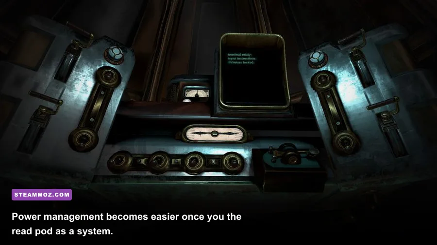 A Rogue Escape VR power management interface inside the escape pod