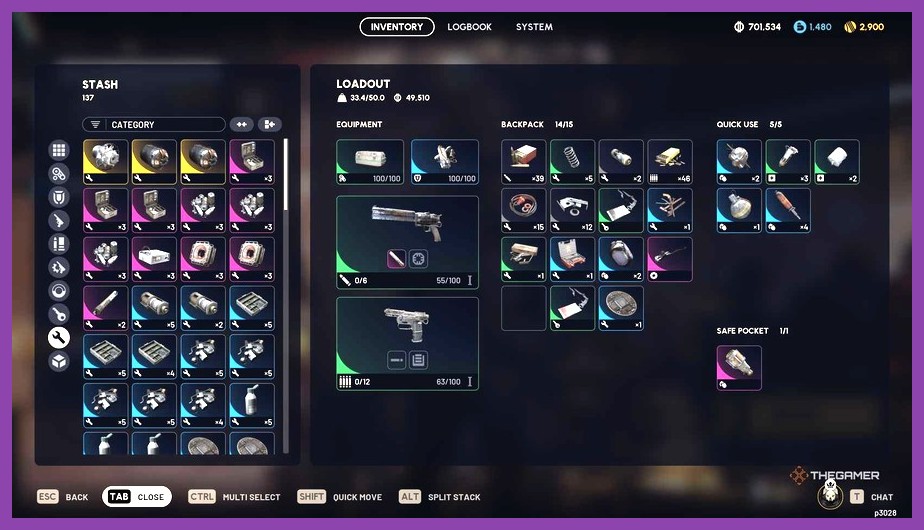 A player looting rare mechanical components and energy cells from scrap piles in ARC Raiders.