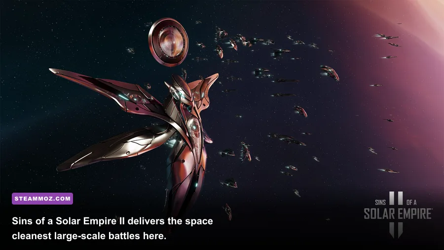 Sins of a Solar Empire II capital ships and frigates fighting near a planet