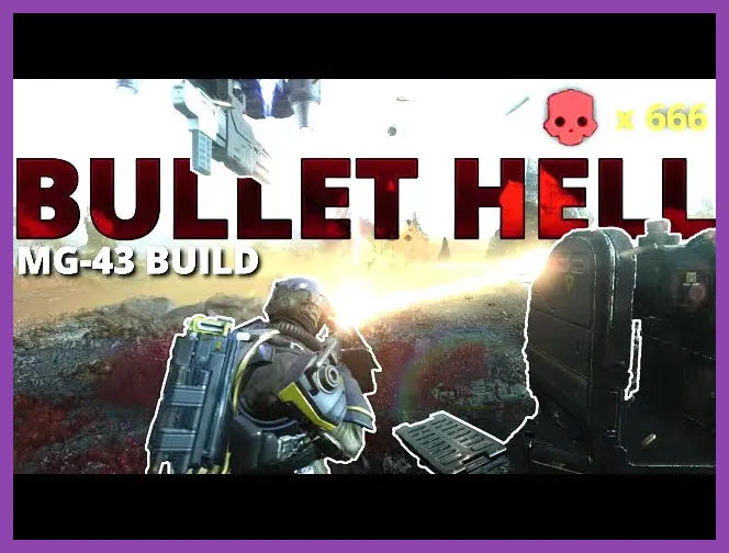 Helldivers 2 weapon synergy diagram showing MG-43 DPS, EXO-45 armor penetration and Orbital Strike damage