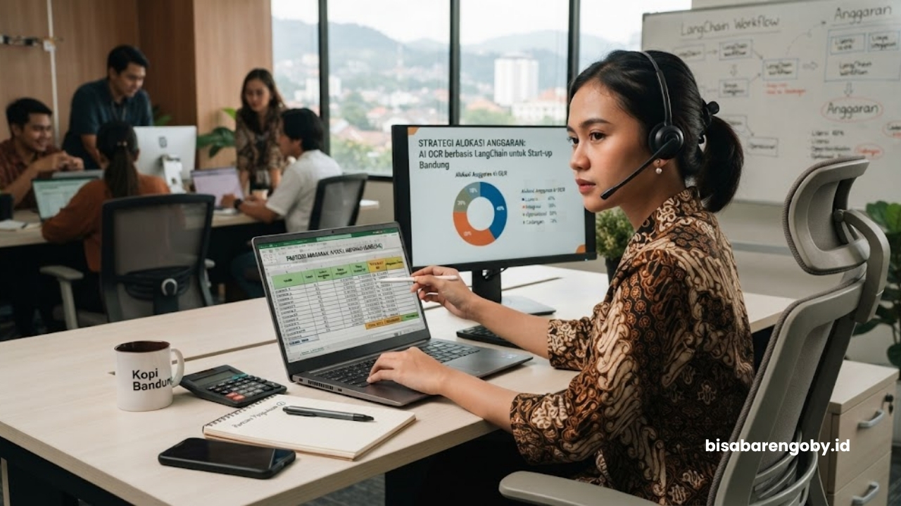 Manajer pengadaan memproyeksikan alokasi anggaran saat mengevaluasi harga AI OCR untuk startup di Bandung berbasis LangChain