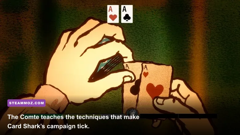 The Comte de Saint-Germain teaching card cheating in Card Shark