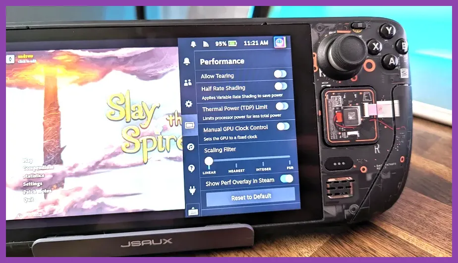 Steam Deck overlay showing FSR Quality settings