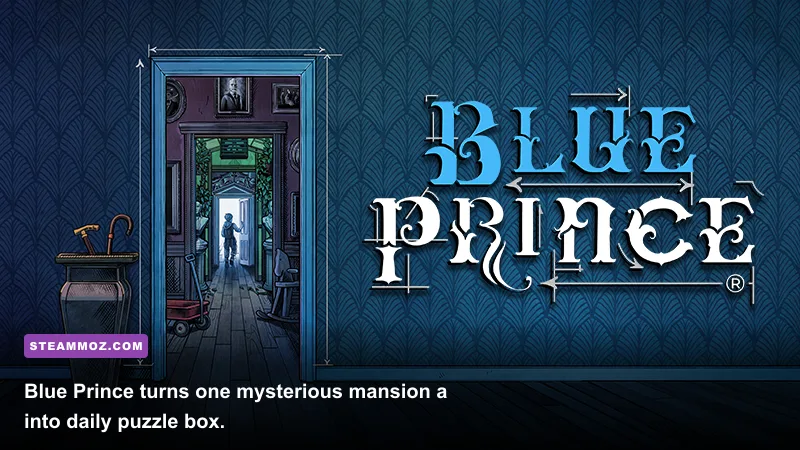 Blue Prince screenshot showing a procedurally generated room inside Mount Holly manor