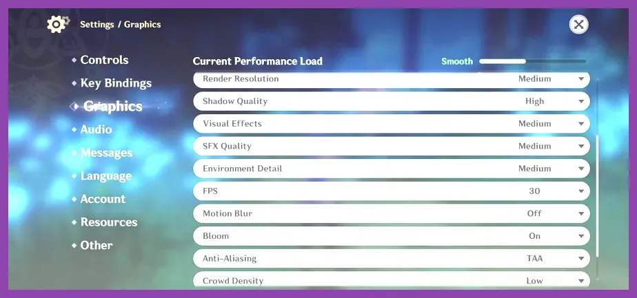 In-game menu showing 60fps performance toggle on PS5