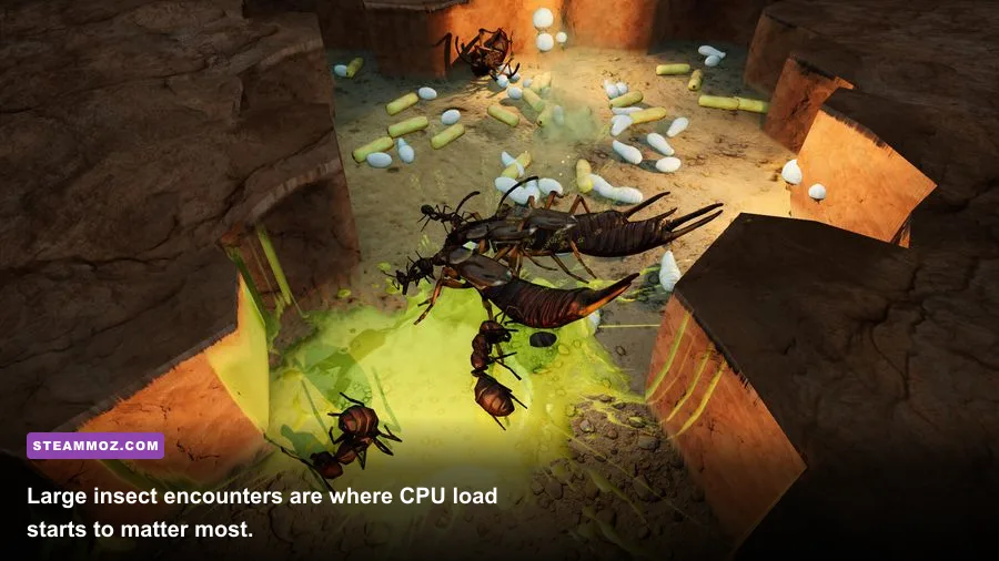 Exploding ant swarm attacking insects in Empires of the Undergrowth