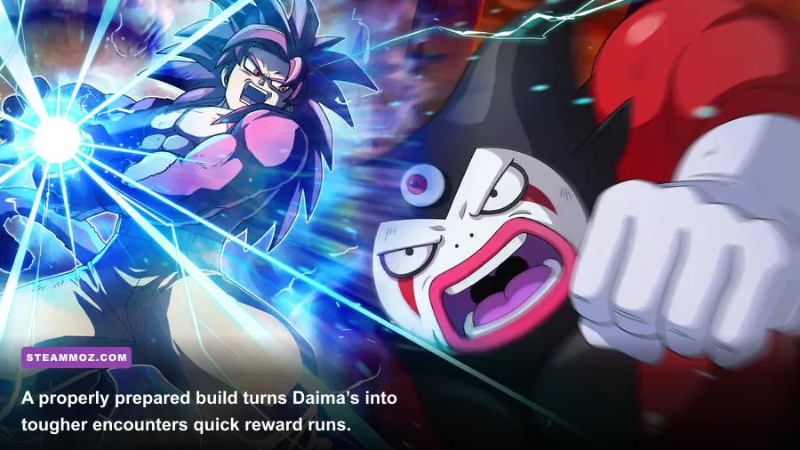 Goku Mini battling a powerful enemy in Dragon Ball Z Kakarot Daima Edition