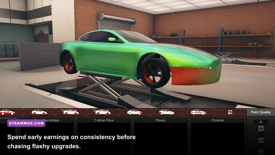 Byte Driver garage showing vehicle upgrades and performance tuning options