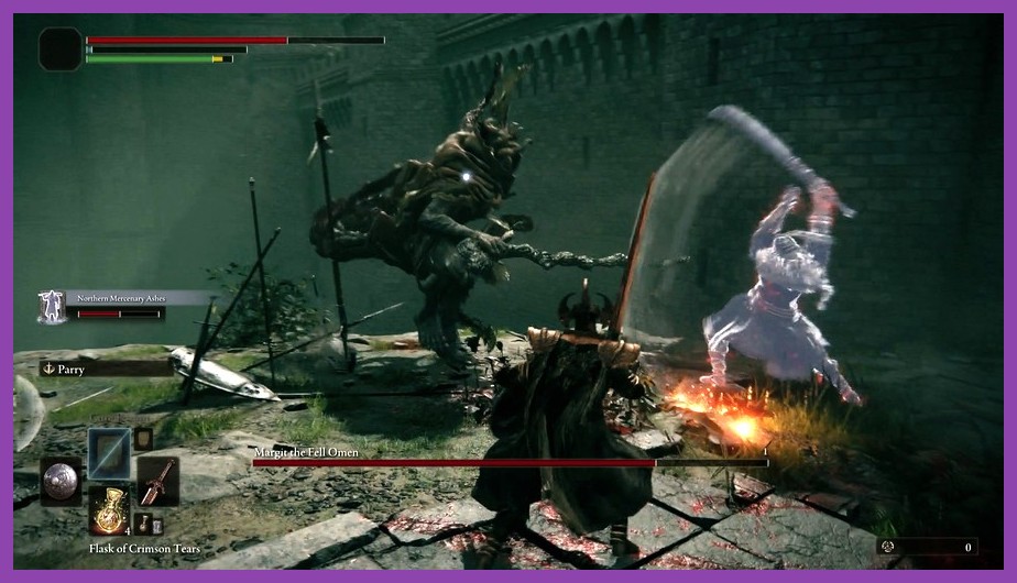 Player summoning Spirit Ashes during a tough boss fight in Elden Ring