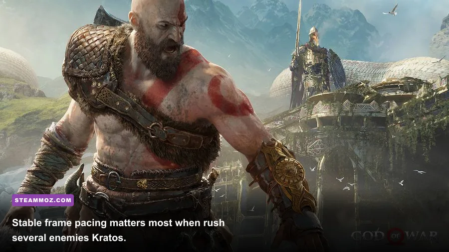 Kratos and Atreus fighting Draugr in God of War on PC