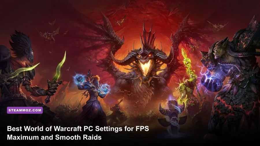 World of Warcraft PC graphics settings optimization screenshot showing intense raid encounter