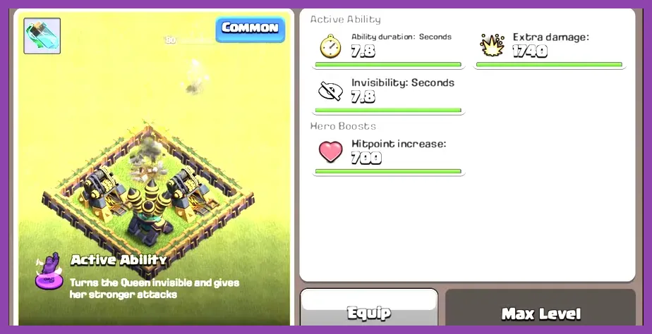 Archer Queen using Invisibility Vial in Clash of Clans
