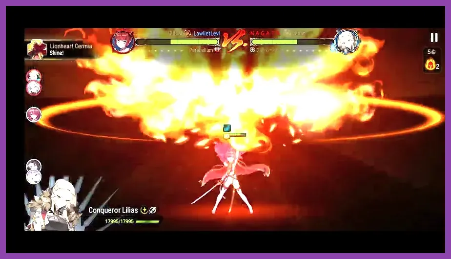 Epic Seven high rank RTA PvP battle scene with aggressive cleave setup
