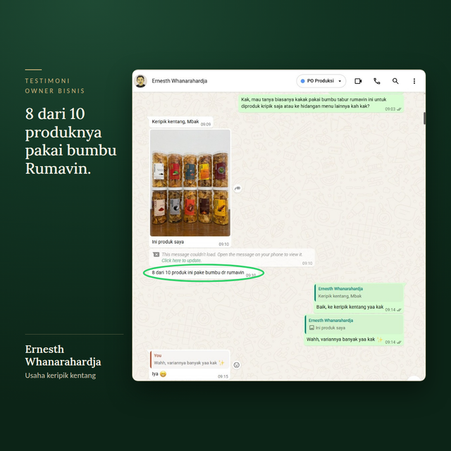 Testimoni owner bisnis Rumavin 3