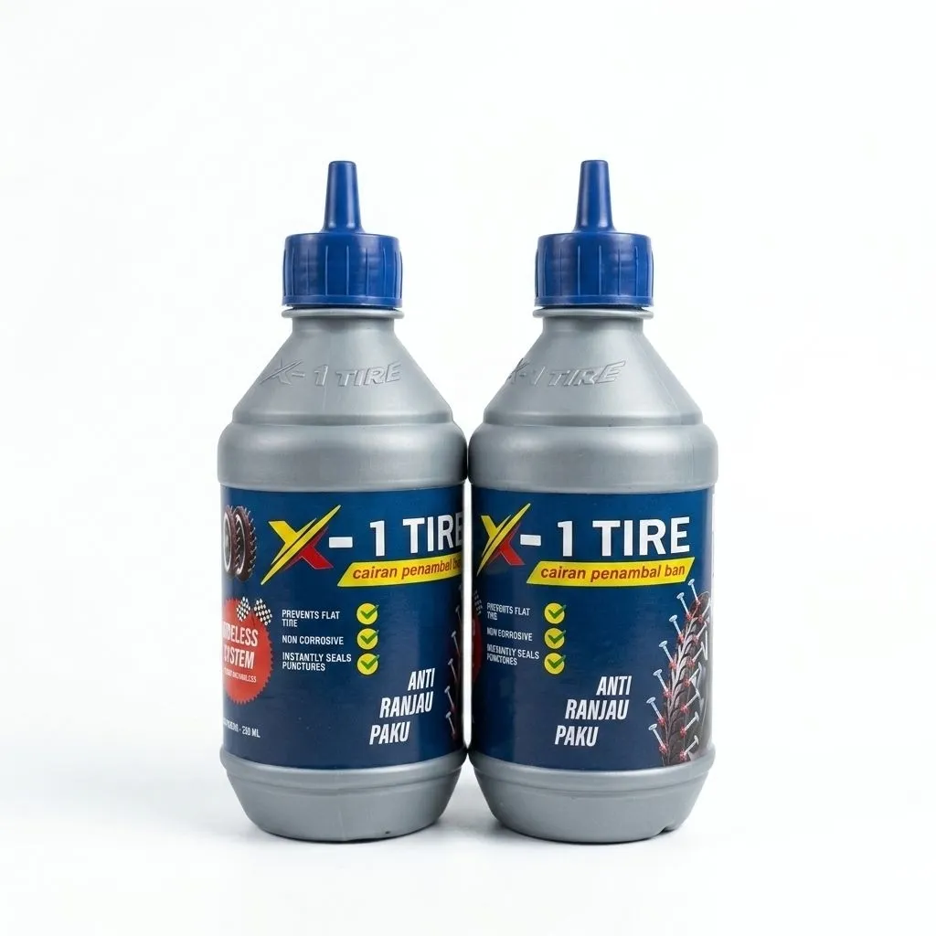 CAIRAN BAN TUBELESS, PENAMBAL BAN MOTOR DAN MOBIL MERK EX-ONE , X-1 TIRE ISI 350Ml