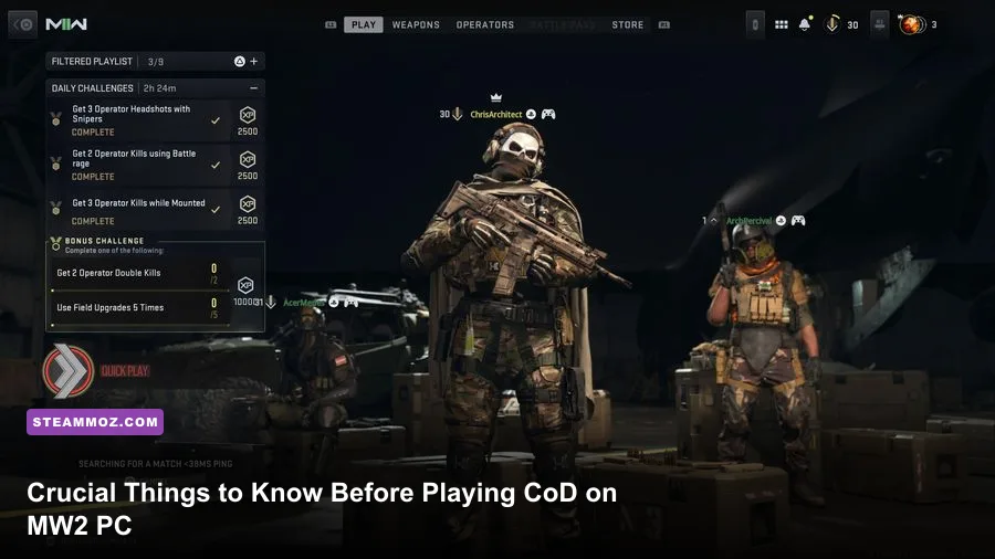 Call of Duty Modern Warfare II PC multiplayer operator preparing for a match