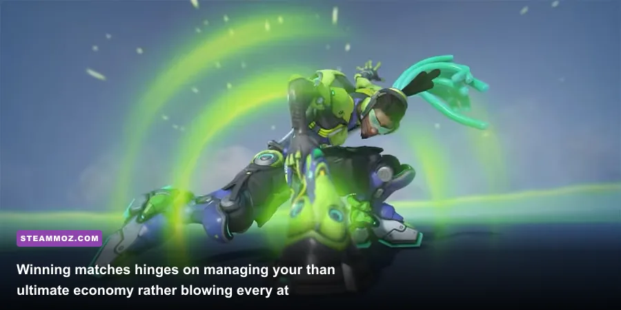 Lucio dropping Sound Barrier to counter an enemy Genji activating Dragonblade