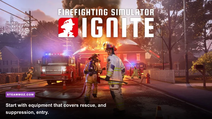 Firefighting Simulator Ignite starter firefighting equipment including hose axe and breathing apparatus