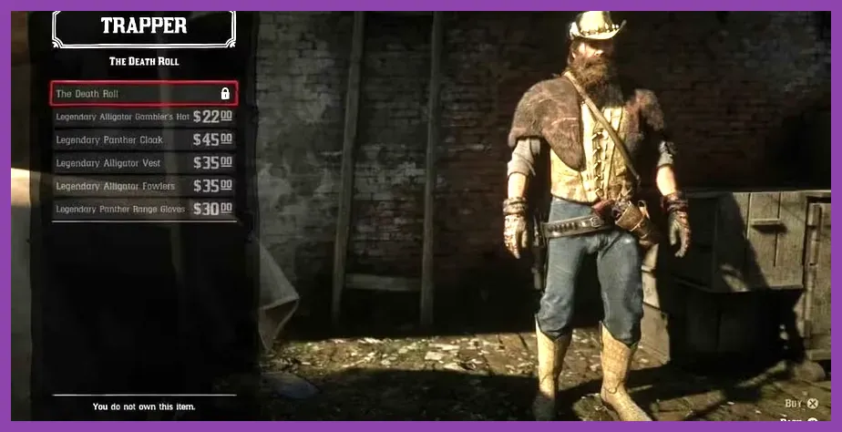 The Death Roll outfit and Legendary Bull Gator hunting location in Red Dead Redemption 2