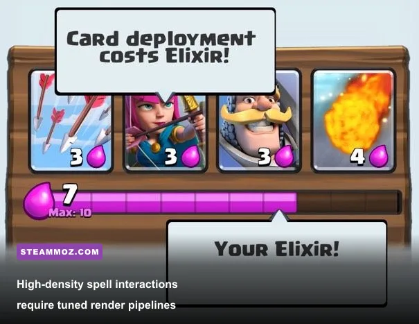 Double elixir bridge spam match in Clash Royale with high FPS