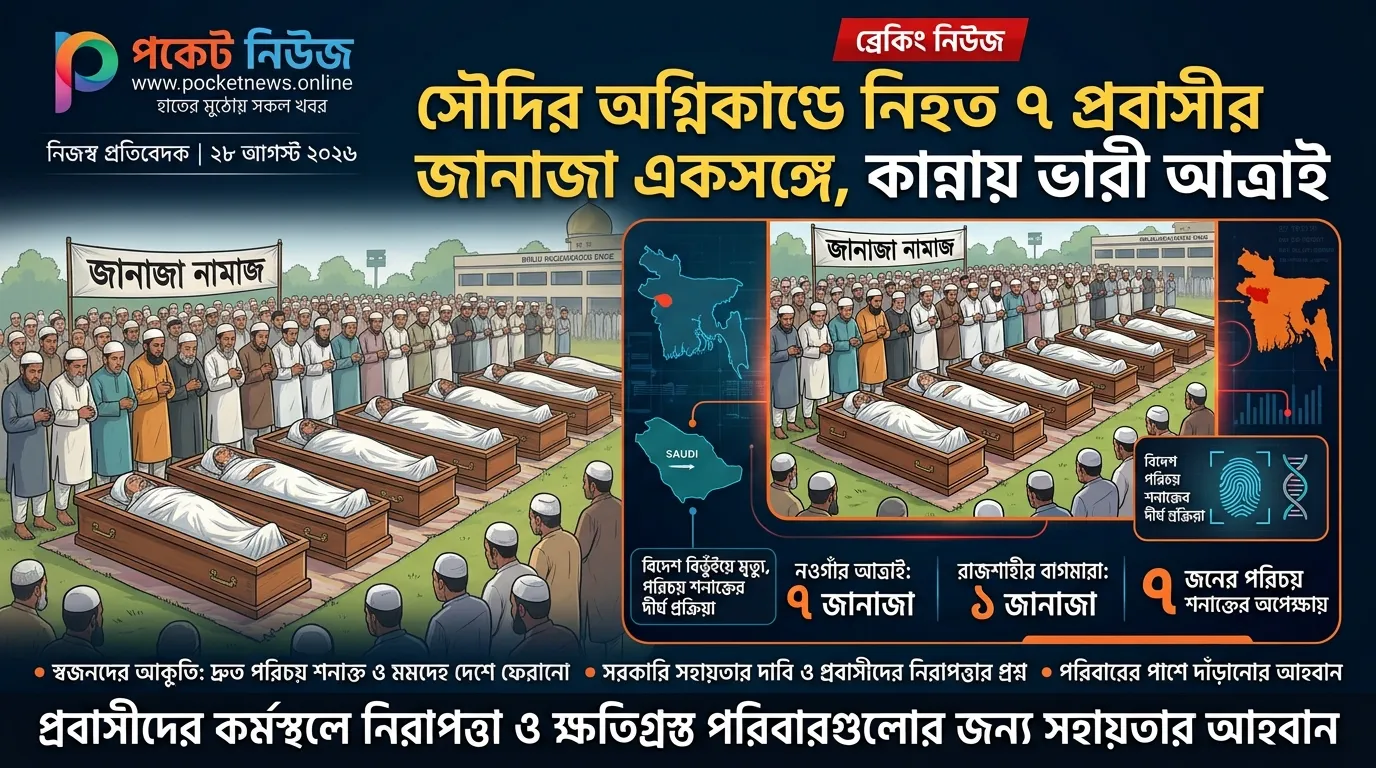 সৌদির অগ্নিকাণ্ডে নিহত ৭ প্রবাসীর জানাজা একসঙ্গে, কান্নায় ভারী আত্রাই সৌদির অগ্নিকাণ্ডে নিহত ৭ প্রবাসীর জানাজা একসঙ্গে, কান্নায় ভারী আত্রাই