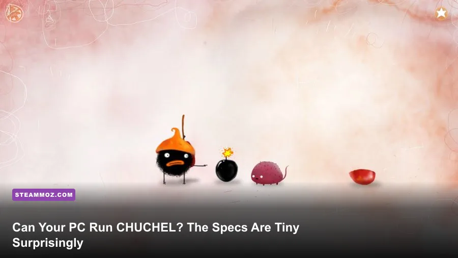 CHUCHEL standing beside the cherry in a colorful game scene