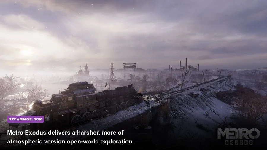 Metro Exodus player exploring the Volga region with a modified rifle