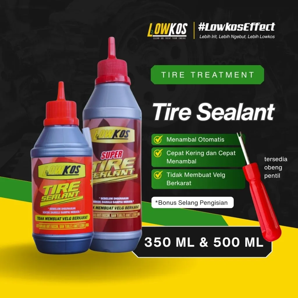 LOWKOS Cairan Tubles 350ml & 500ml Tire Sealant Penambal Ban Otomatis Anti Ranjau Paku untuk Motor dan Mobil