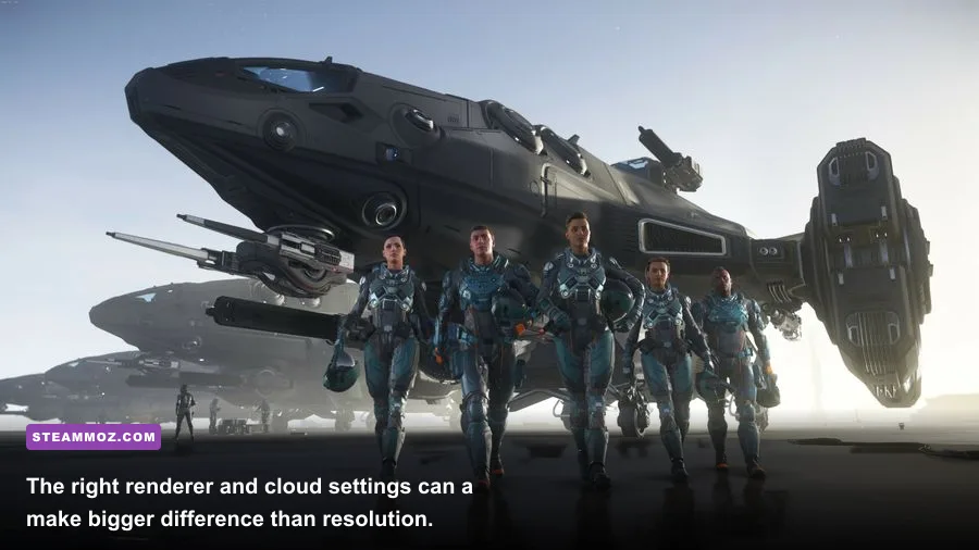 Star Citizen PC graphics settings menu showing renderer and quality options