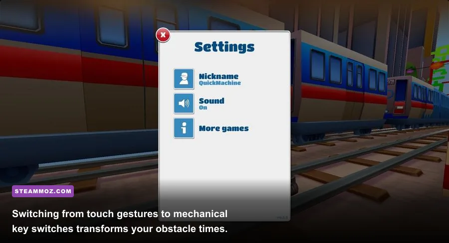 Subway Surfers keyboard control inputs and obstacle dodging