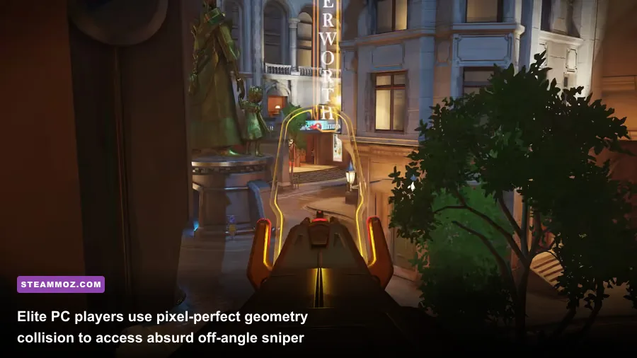 King's Row map showing secret high-perch roof angles and skybox flank locations in Overwatch