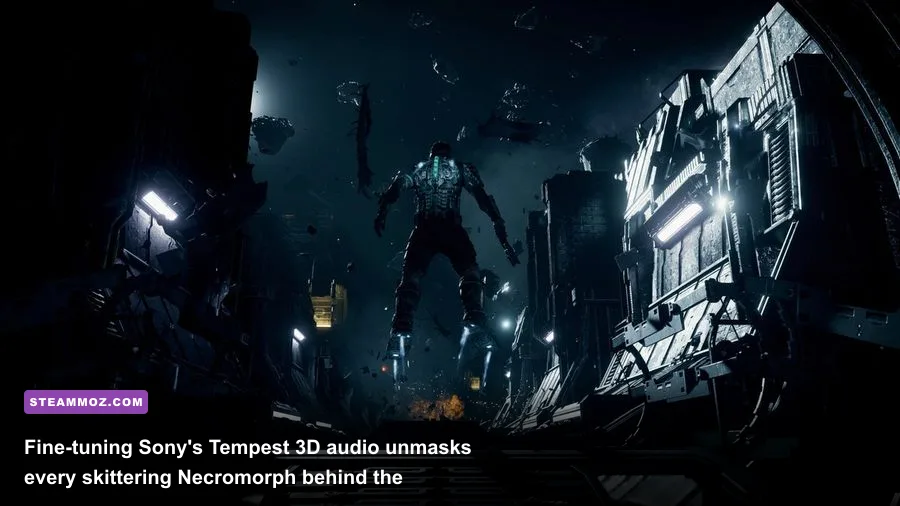 Steam rising from a shattered Ishimura ventilation shaft in Dead Space remake