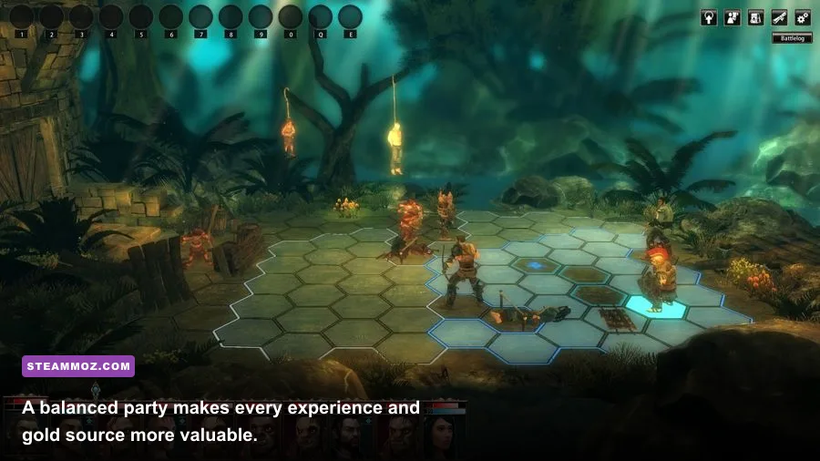 Blackguards party featuring Naurim Takate and Zurbaran during a campaign battle