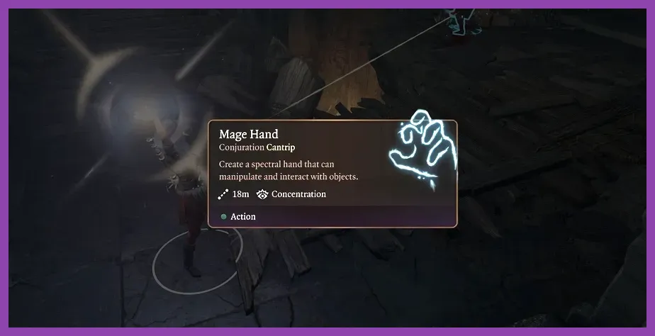 Casting Mage Hand in Baldur's Gate 3