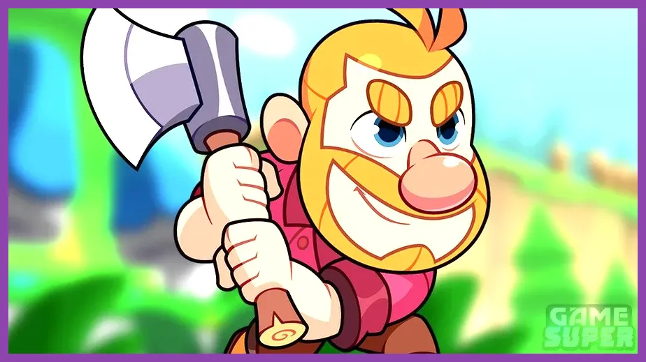 Greg chopping trees to collect coins in Squad Busters