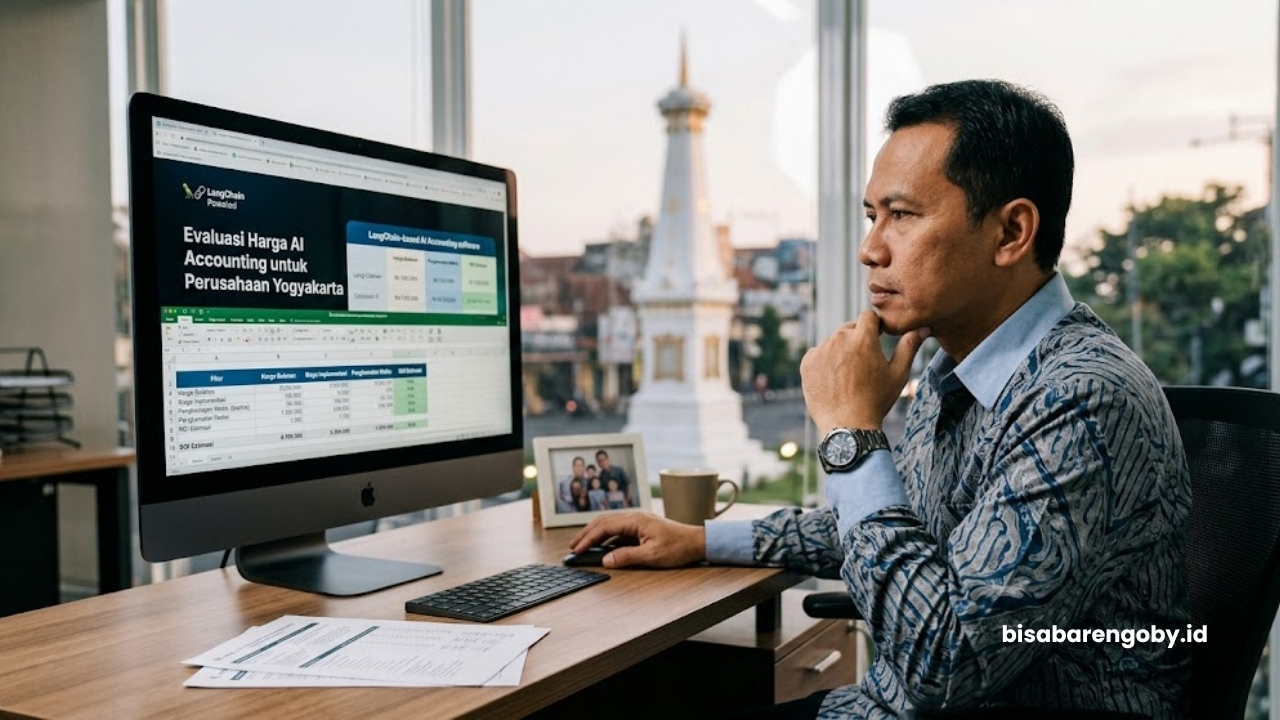 Manajer keuangan mengevaluasi harga AI Accounting untuk perusahaan di Yogyakarta berbasis LangChain