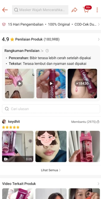 ulasan positif dari pembeli pertama