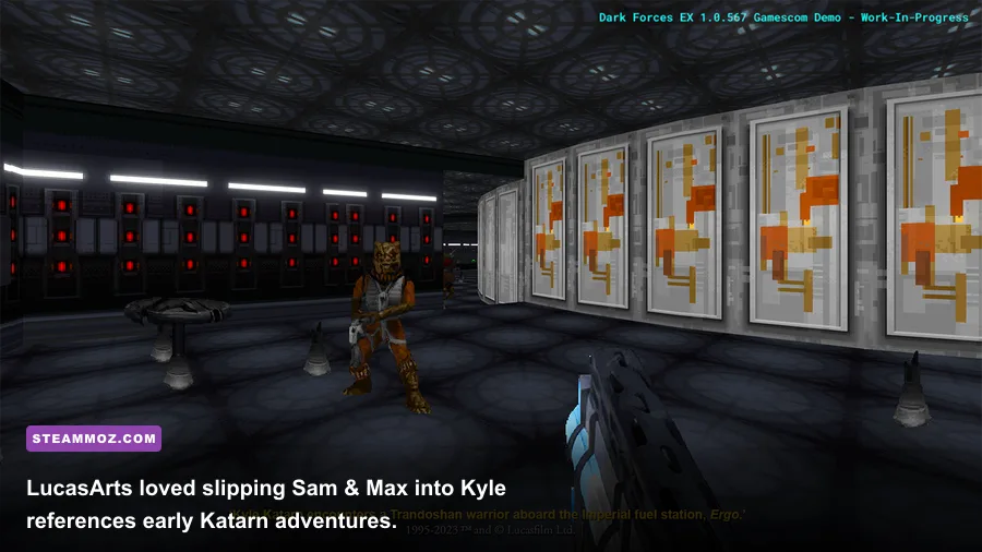Hidden Max the rabbit Easter egg texture on a wall in classic Star Wars Dark Forces
