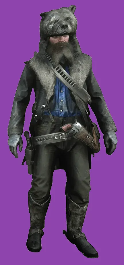 Arthur Morgan wearing the Bear Hunter outfit made from the Legendary Bharati Grizzly Bear
