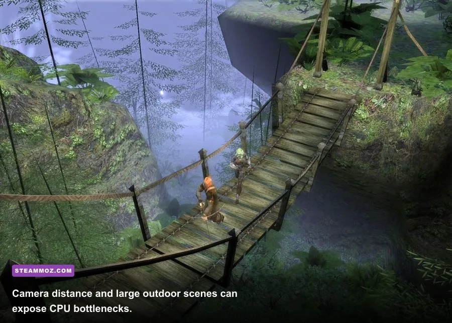 Wide outdoor Dungeon Siege 2 landscape viewed from the party camera