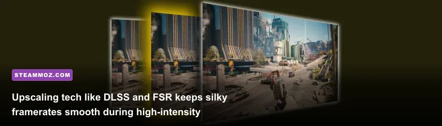 Intense shootout combat scene in Cyberpunk 2077 running high framerates