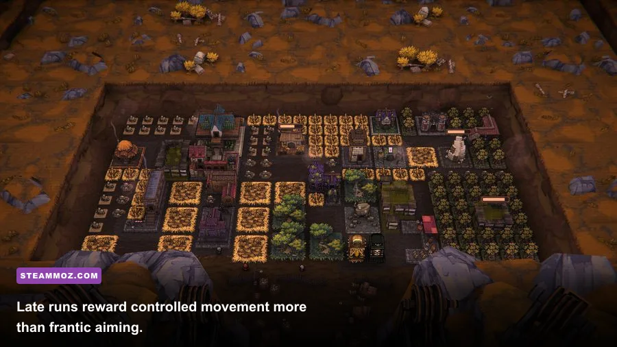 Ball x Pit late-run arena filled with enemies, projectiles, and bouncing attacks