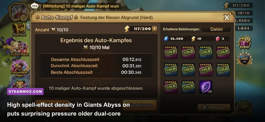Summoners War Giants Abyss Hard auto repeat battle team with damage numbers